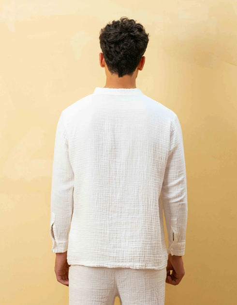 MUSLIN MANDARIAN COLLAR SHIRT